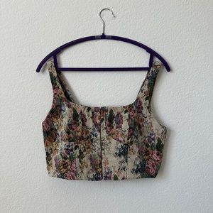 Target Wild Fable Beige Floral Corset Tank Top (M)